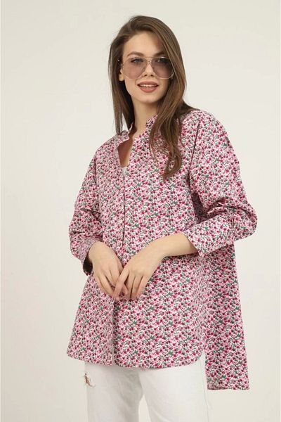 Şair Red V-Neck and Patterned Shirt