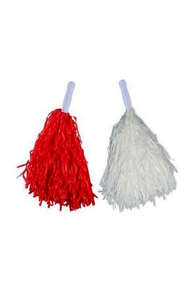 Findit 1 Pair of April 23 Show Pompoms in Red and White Colors (2818)