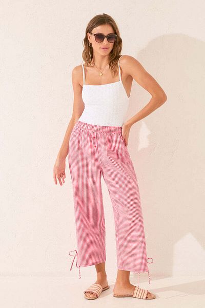 Women'secret Red gingham capri trouser