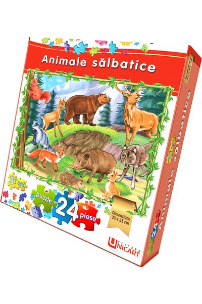 Editura Unicart Puzzle 24 pieces - Wild Animals 33x23 cm