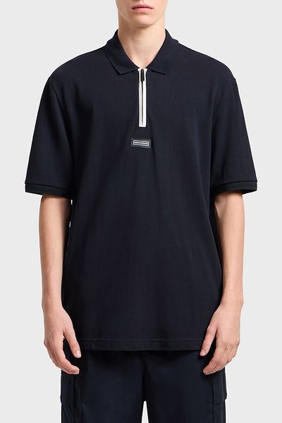 Armani Exchange 100% βαμβακερό μπλουζάκι με κανονική εφαρμογή με μισό φερμουάρ πόλο γιακά ανδρικό μπλουζάκι POLO γιακά XM