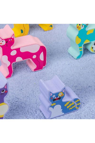 OEM Wooden tetris puzzle game, wooden cat-shaped blocks, Montessori