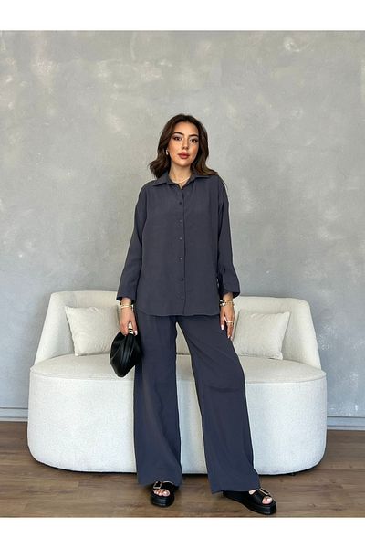 Nesil Women's Long Pants with Pile Detail and Wide Legs