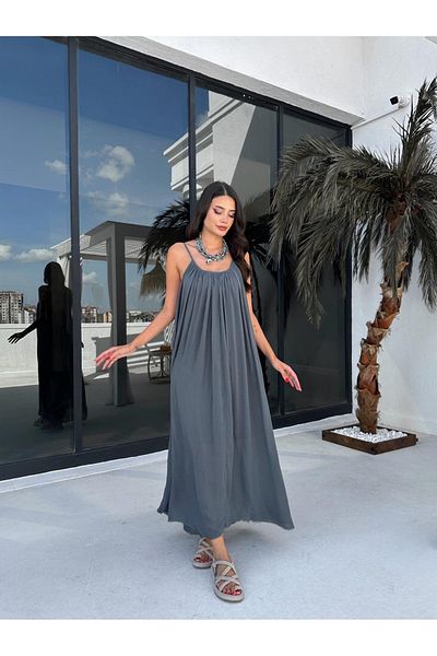 My Blog Φόρεμα Anthracite Strappy Relaxed Cut - 3173