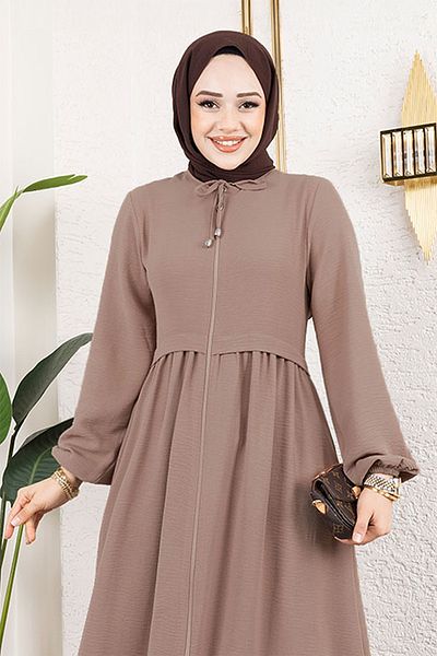 ModaMerve Δαντέλα Λεπτομερής Hijab Ferace 0034BGS895-M Vision