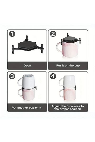 CMHOME 6 Pieces White Coffee Mug, Cup Cabinet Organizer, Holder Organizer (Domestic Production)