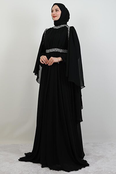 giz astore Tutku Şifon Abiye Siyah