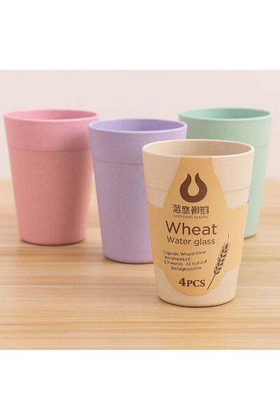 ALMUFARREJ Plastic Cup Set of 4 Pieces Multicolor 250ml