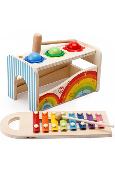 OEM Jucarie interactiva Montessori, cu ciocan, bile si xilofon din lemn