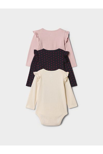 GAP Set de 3 body-uri pentru fete 601102-01 Bej, Bleumarin, Roz