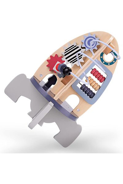 OEM Montessori activity center in the shape of a spaceship, made of wood