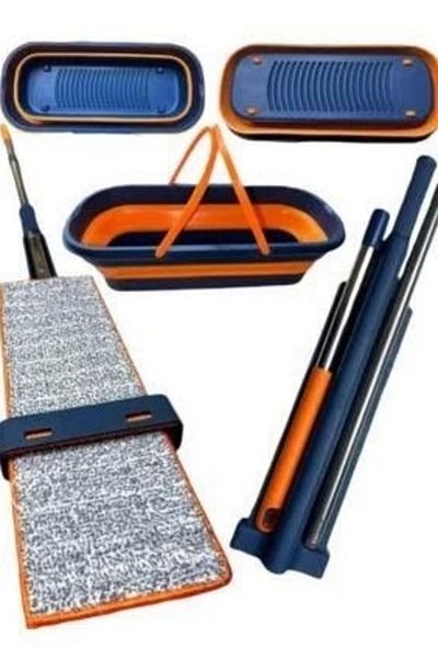 LiderGlobal Foldable Cleaning Mop and Bucket Set with Wheels