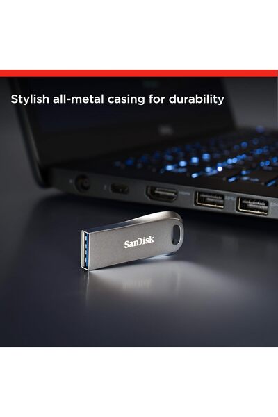 SanDisk Ultra Luxe USB 3.2 Gen 1 Flash Drive, Silver, SDCZ74-128G-G46