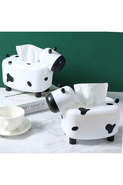 LiderGlobal Magnetic Salt Shaker and Napkin Holder with Cute Cow Design
