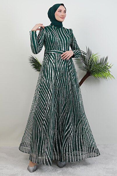 giz astore Basra Simli Abiye Zümrüt