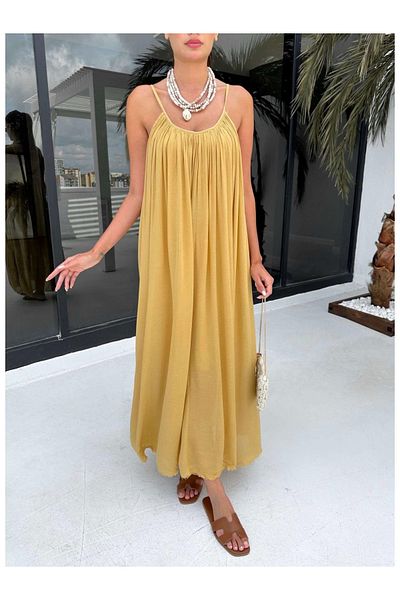My Blog Rochie cu bretele muștar - 3173