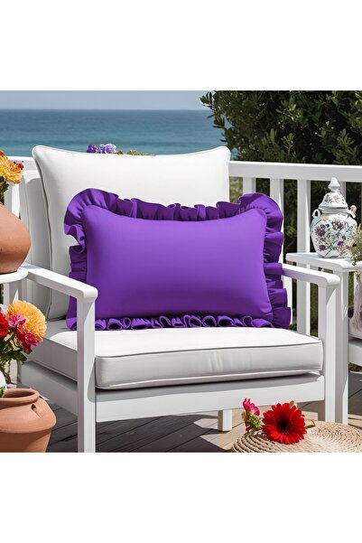 Bc Home Mor Country Fırfırlı Dikdörtgen Kırlent Kılıfı Yumuşak Dokulu Vintage...