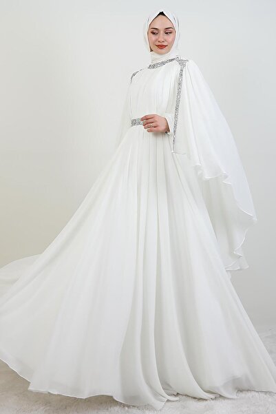 giz astore Tutku Şifon Abiye Beyaz