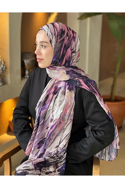 dilara kavasoğlu butik Tie Dye Pattern Color Block Bamboo Cotton Shawl
