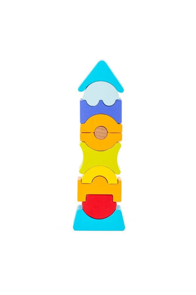 OEM Piramida de stivuit din lemn cu piese colorate, Montessori