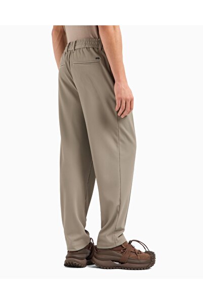 Emporio Armani Erkek Rahat Kalıp Esnek Dokulu Kumaş Pileli Geniş Paça Bej Pantolon EM001508 AF14076-U6218