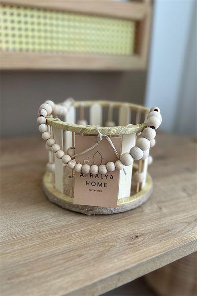 AFRALYAHOME Multi-Purpose Natural Handmade Wicker Flower Pot Basket with Decorative Wooden Beads