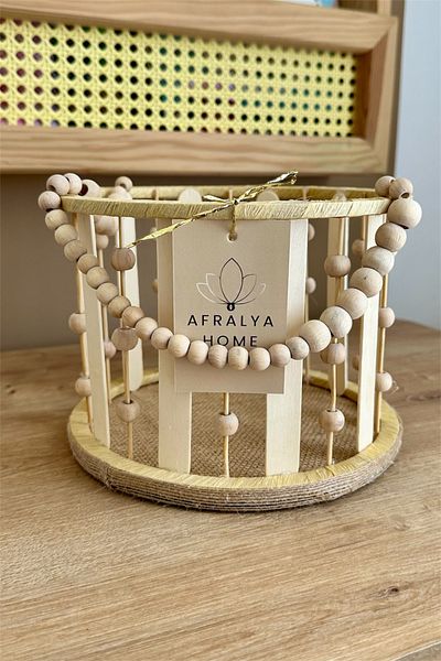 AFRALYAHOME Multi-Purpose Natural Handmade Wicker Flower Pot Basket with Decorative Wooden Beads