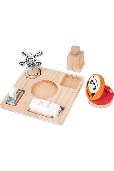 OEM Placa Montessori cu 5 activitati, din lemn