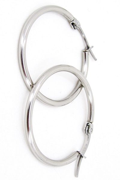 Takı Dükkanı 26mm Women's Hoop Steel Earrings Pair Italian Locked Mse26