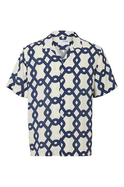 Selected Homme selected homme Men's Shirt 16088360 Ecru, Navy Blue