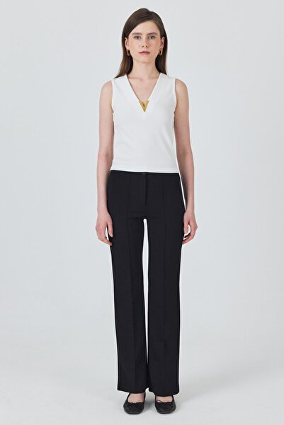 Rays Λευκό αξεσουάρ Λεπτομερή αμάνικη γυναικεία μπλούζα 21545