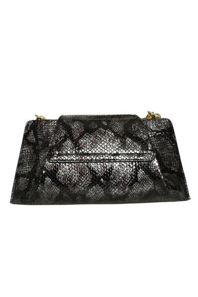 Platin Gri-Siyah Rugan Baskı Kadın Omuz Çanta