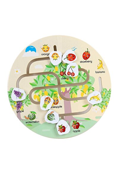 OEM Jucarie interactiva Labirintul Fructelor, din lemn, Montessori, multicolor