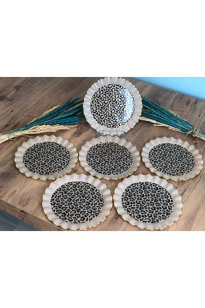 B&M Leopard Patterned Curved Cake Plate 6 Pieces