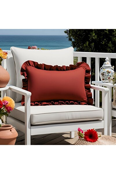 Bc Home Tile Country Ruffled Rectangular Throw Pillow Cover Soft Textured Vin...