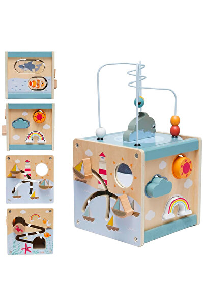 OEM Cub cu activitati Montessori, din lemn, 5 in 1