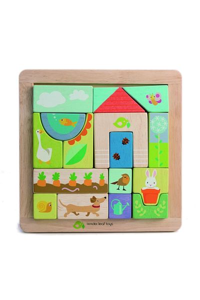 DanyCris Educational Puzzle - Garden Illustrations, Wood, 17 pieces