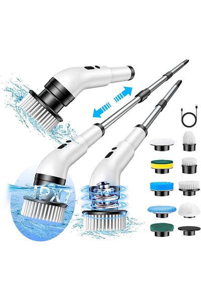 OEM Electric Rotating Brush for Cleaning, 9 Heads, 90 Minute Runtime, 450 RPM, 2 Speeds, White