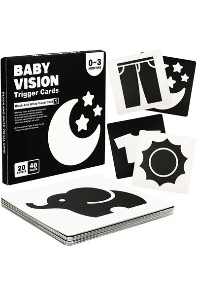 OEM Set of 20 baby visual stimulation cards, picture cards, black and white photos, 0-3 months