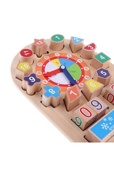 sallma 3D Wooden Clock with Detachable Geometric Shapes, Montessori