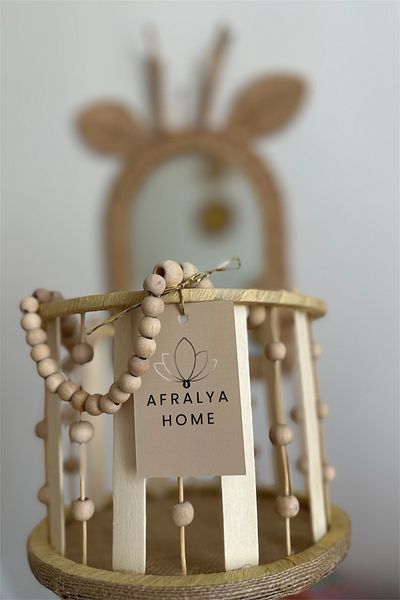 AFRALYAHOME Multi-Purpose Natural Handmade Wicker Flower Pot Basket with Decorative Wooden Beads