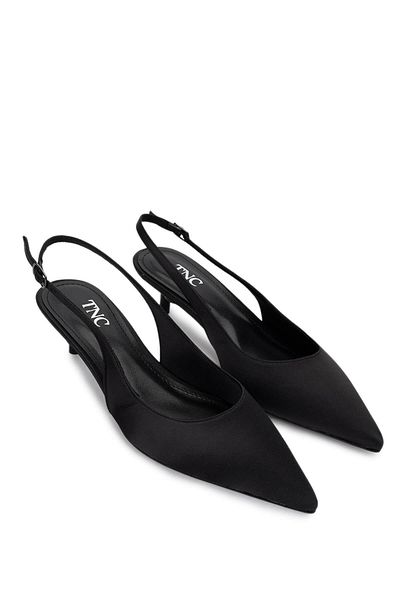 Tamer Tanca Women's Vegan Black Satin Heeled Shoes