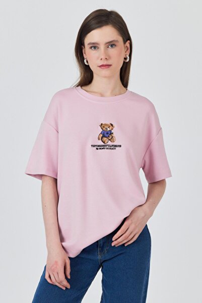 Rays تي شيرت كبير الحجم برقبة دائرية وطبعة دمية دب 5530