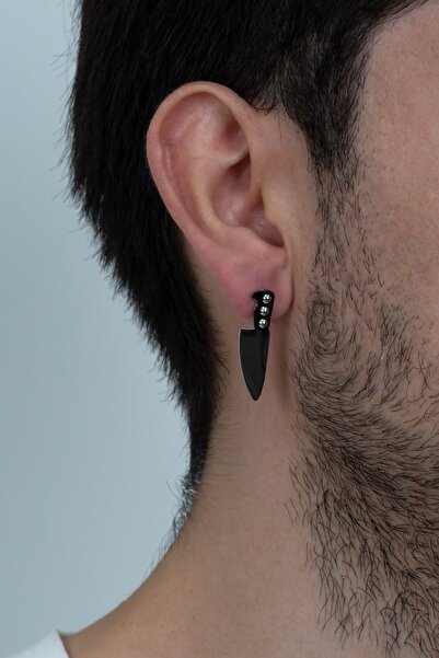 Takı Dükkanı Stainless Steel Big Size 1 Row 1 Blade Earring Pair Mse20