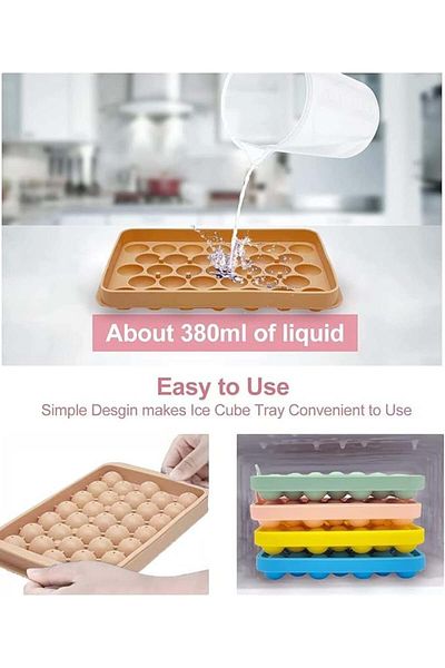 Theuwnee Ice Cube Tray Set Of 2, Silicone, Pink, 25 X 15 Cm