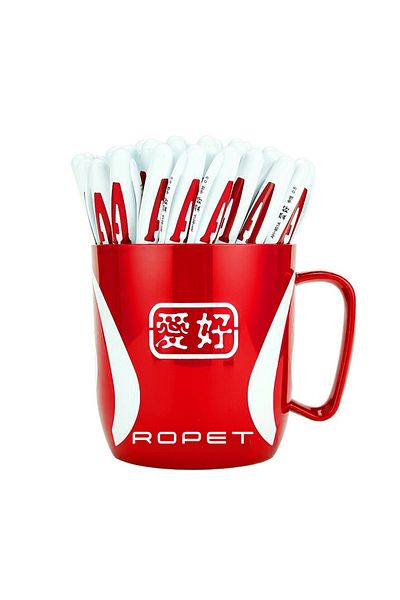 Ropet Set of 48 Red Gel Pens, With Plastic Cup, 0.5mm, Ropet