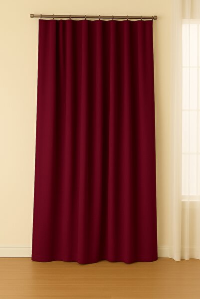 Luvora Home Luna Series Velvet Textured Pleatless Background Curtain - Cherry