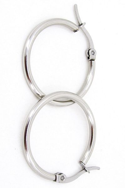Takı Dükkanı 21mm Women's Hoop Steel Earrings Pair Italian Locked Mse25