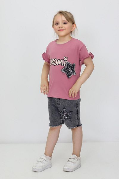 Cmk Kids club Kuromi Printed Girl's T-Shirt and Shorts Set
