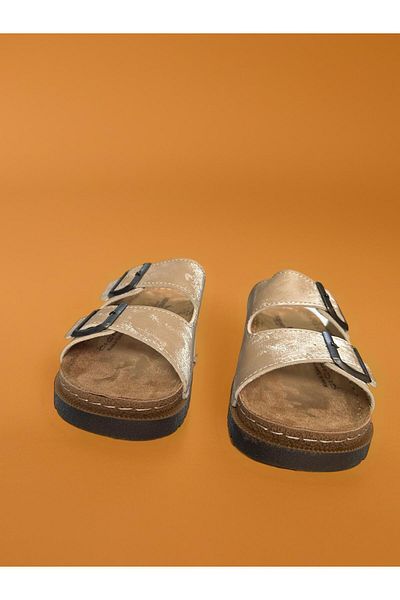 GEZER Γυναικείες παντόφλες Nubuck με ψηλή και δερμάτινη σόλα